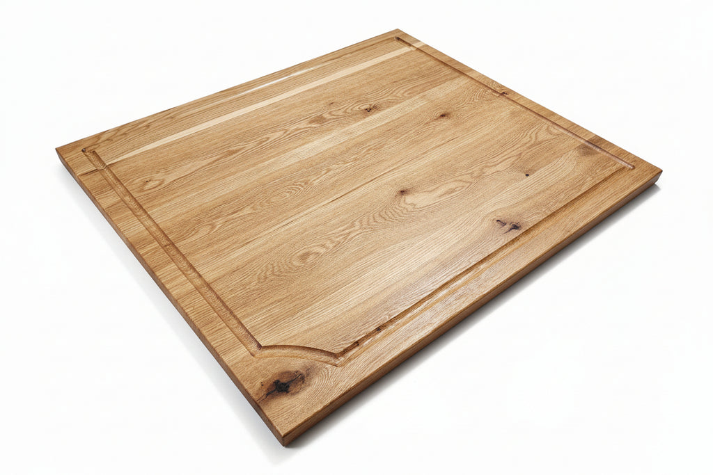Wooden cutting board on a workshop table
