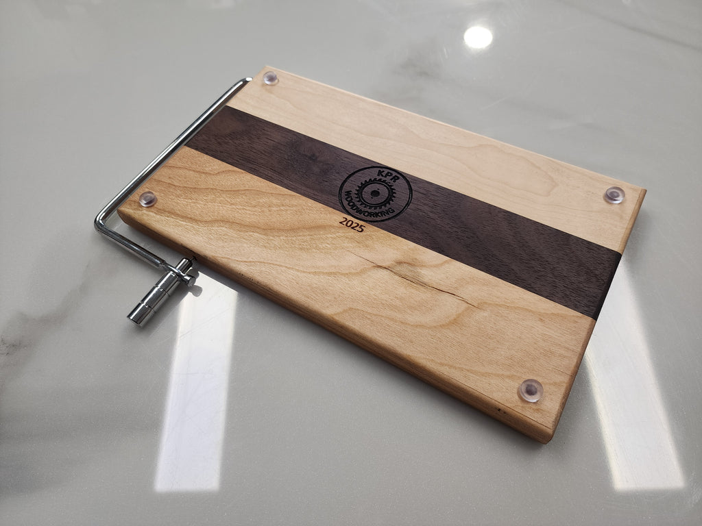 Edge grain cheese slicing board